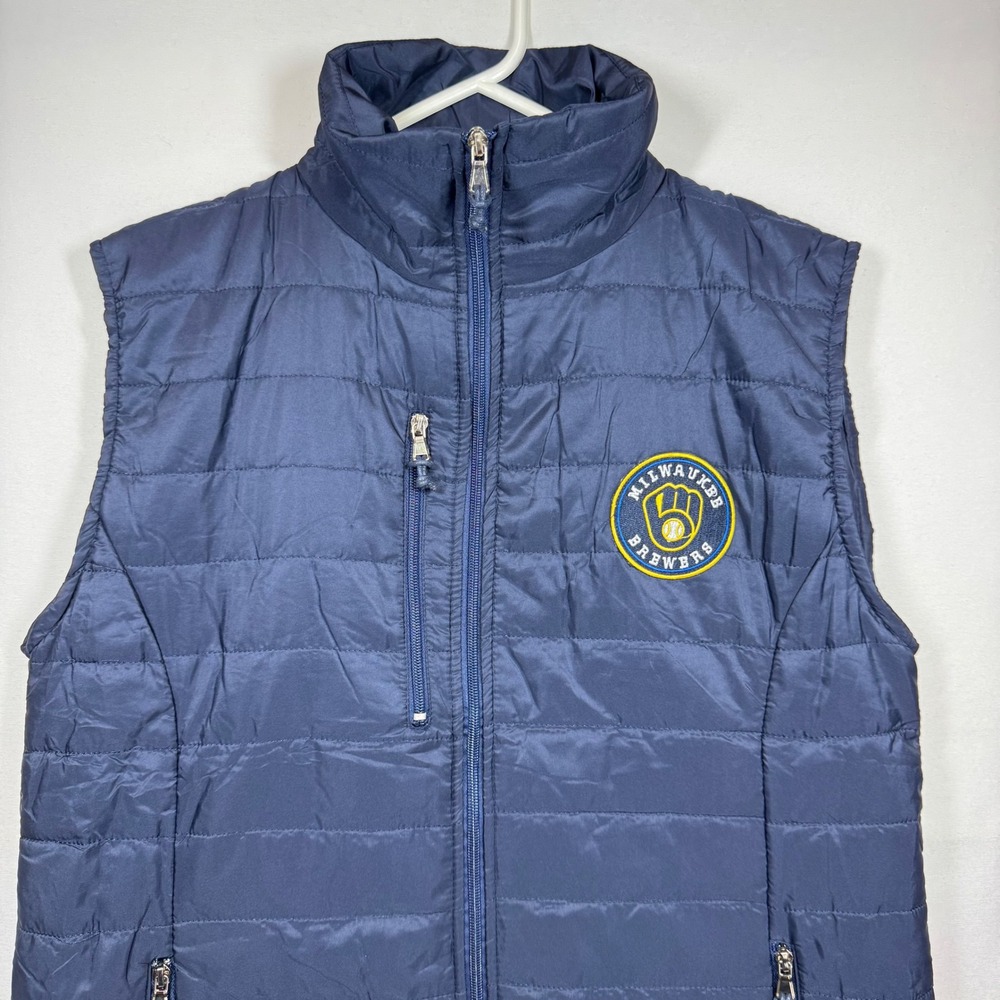 APC Milwaukee Brewers Puffer Vest Full Zip MLB Baseball Sz‎ Medium